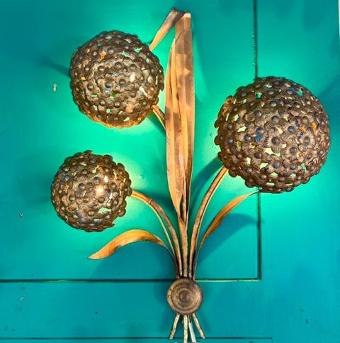 Italian Gilt Hydrangea Sconce Pair