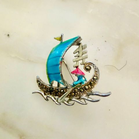 Vintage Ship Brooch