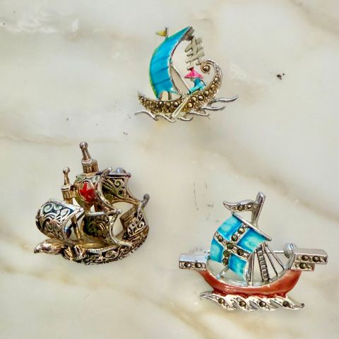 Vintage Ship Brooch