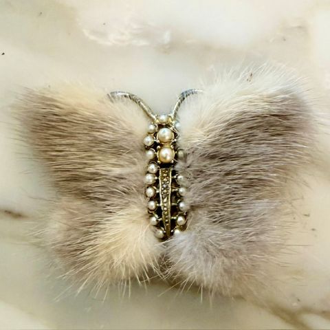 Vintage Mink Butterfly Brooch