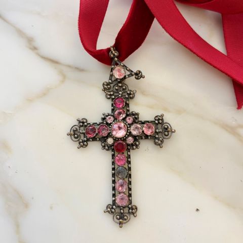 Vintage Jewelled Cross Pendant