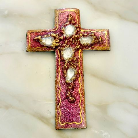 Vintage Limoges Cross Pink