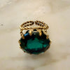 Vintage German Cocktail Ring Green Glass