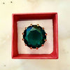 Vintage German Cocktail Ring Green Glass