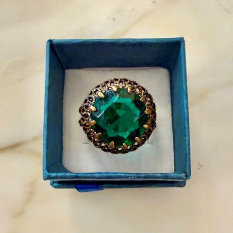Vintage German Cocktail Ring Green