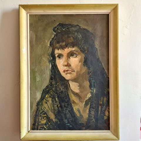 Early 1900's Oil Painting of a Spanish Girl