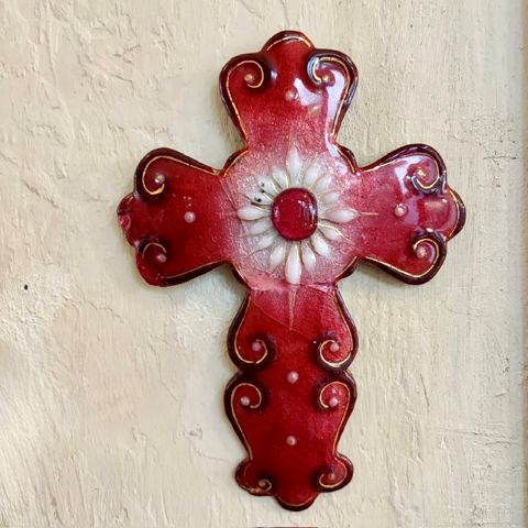 Vintage Limoges Cross Deep Red