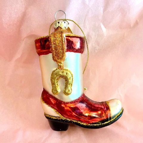 Vintage Glass Xmas Ornaments - Cowboy Boot