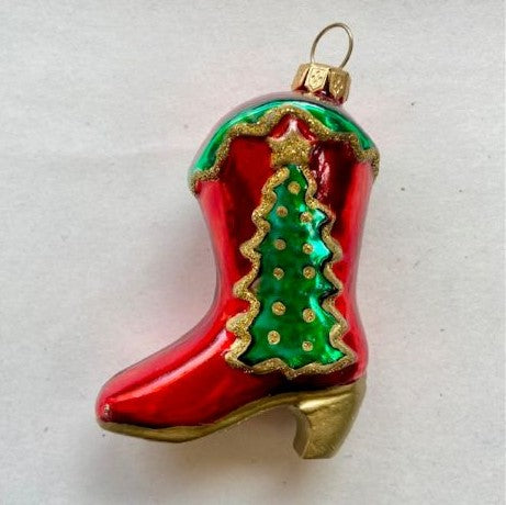 Vintage Glass Xmas Ornaments - Cowboy Boot Sml