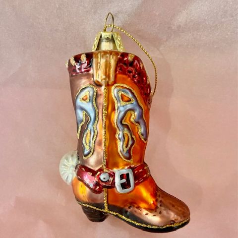 Vintage Glass Xmas Ornaments - Cowboy Boot