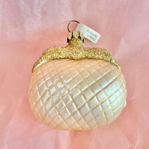 Glass Xmas Ornament- Quilted Handbag