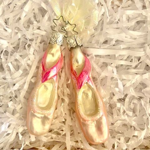 Glass Xmas Ornament- Ballet Shoe Pair