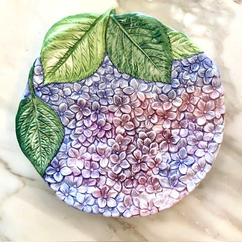 Italian Majolica Hydrangea Plate