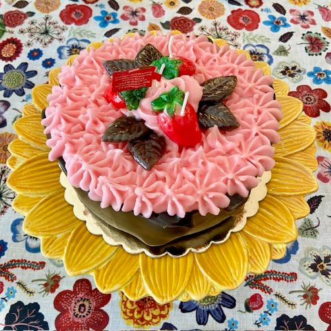 Torta Rosa Italian Food Candle