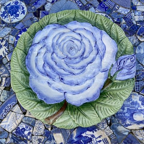 Italian Blue Rose Platter