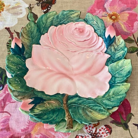 Italian Majolica Rose Plate