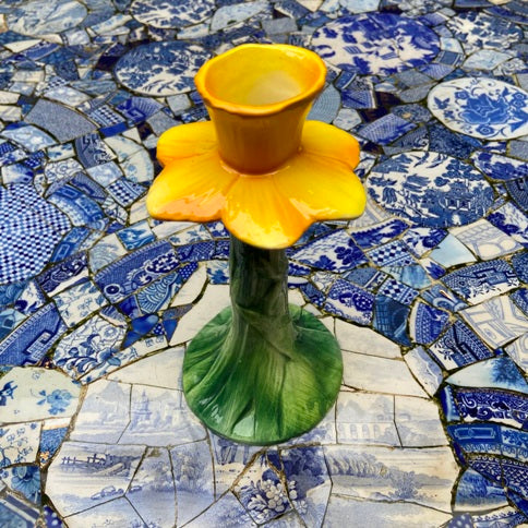 Vintage Daffodil candle holder