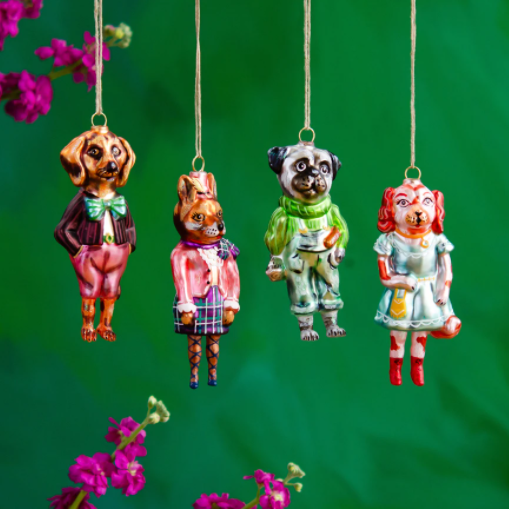 Nathalie Lete Glass Christmas ornaments - Dogs
